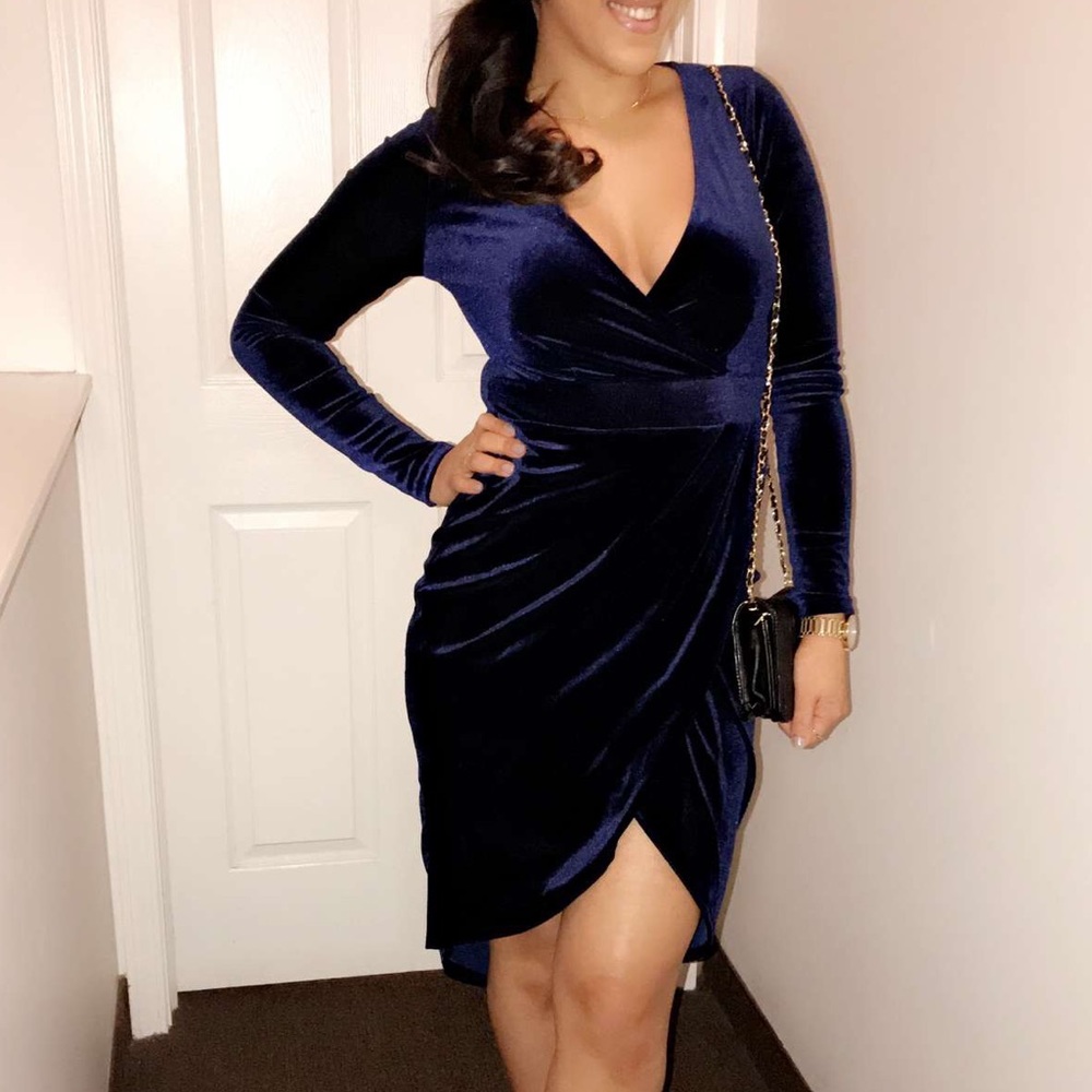 Blue velvet dress